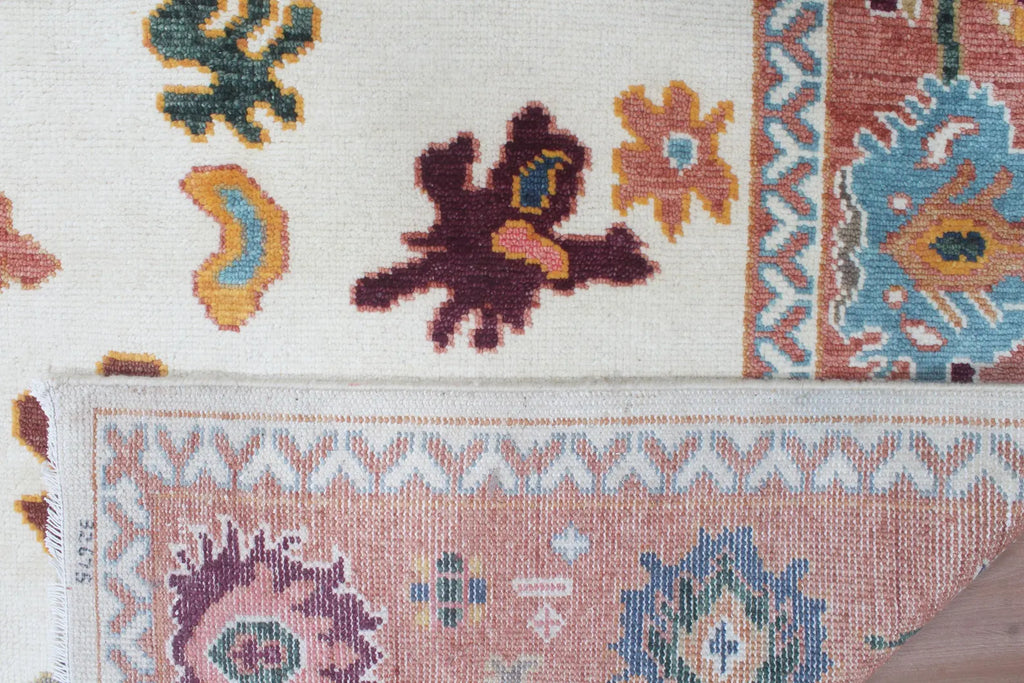 Terracotta & Ivory Hand-Knotted Wool Area Rug – Artisan Oushak-Style Statement Rug with for Living Room, Dining Room, or Bedroom, custom size rug