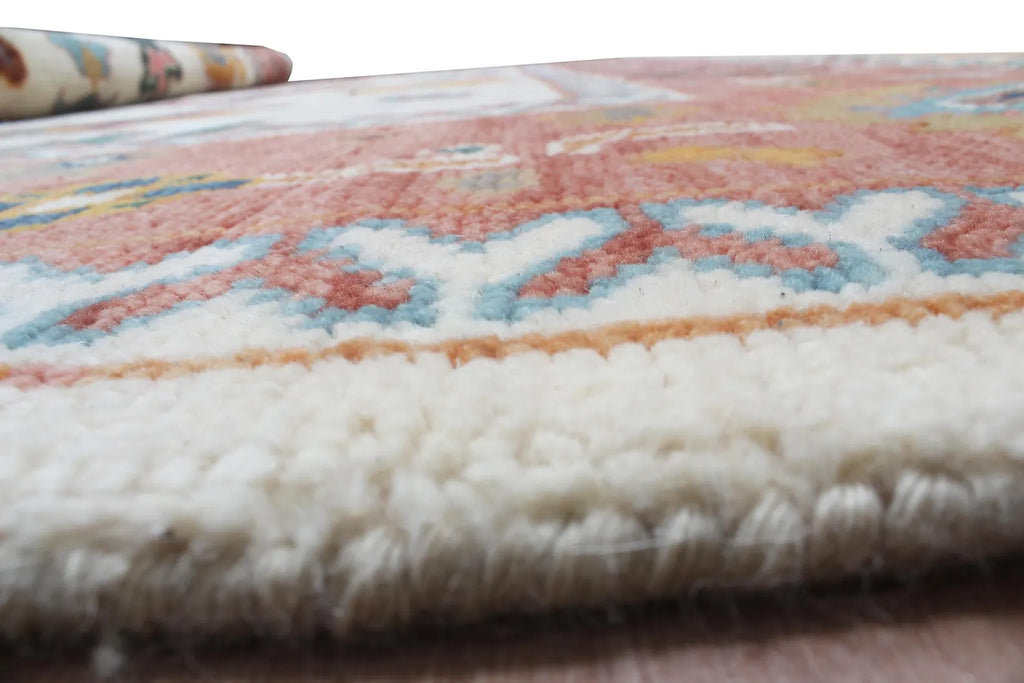 Terracotta & Ivory Hand-Knotted Wool Area Rug – Artisan Oushak-Style Statement Rug with for Living Room, Dining Room, or Bedroom, custom size rug