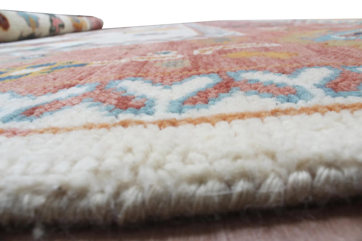 Terracotta & Ivory Hand-Knotted Wool Area Rug – Artisan Oushak-Style Statement Rug with for Living Room, Dining Room, or Bedroom, custom size rug