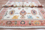 Terracotta & Ivory Hand-Knotted Wool Area Rug – Artisan Oushak-Style Statement Rug with for Living Room, Dining Room, or Bedroom, custom size rug