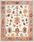 Terracotta & Ivory Hand-Knotted Wool Area Rug – Artisan Oushak-Style Statement Rug with for Living Room, Dining Room, or Bedroom, custom size rug