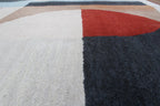 Custom Geometric Modern Hand-Tufted Wool Area Rug | High-Traffic Durable Floor Art, Orange and blue custom size carpet