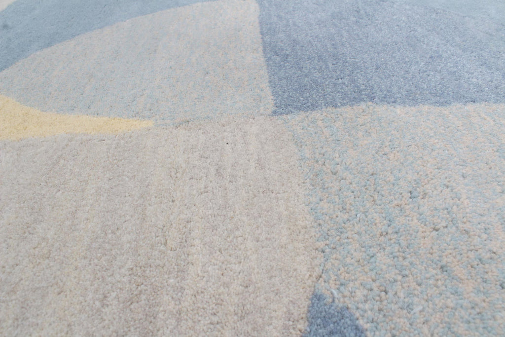 Custom Geometric Modern Hand-Tufted Wool Area Rug | High-Traffic Durable Floor Art, Orange and blue custom size carpet