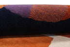 Burnt Orange & Blue Abstract Geometric Wool Hand-Tufted Rug – High-Traffic Modern Area Rug, Custom size rug