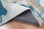 Modern Abstract Wool Hand Tufted Rug – Contemporary Blue & Beige Custom Size Area Rug for Living Room & Bedroom