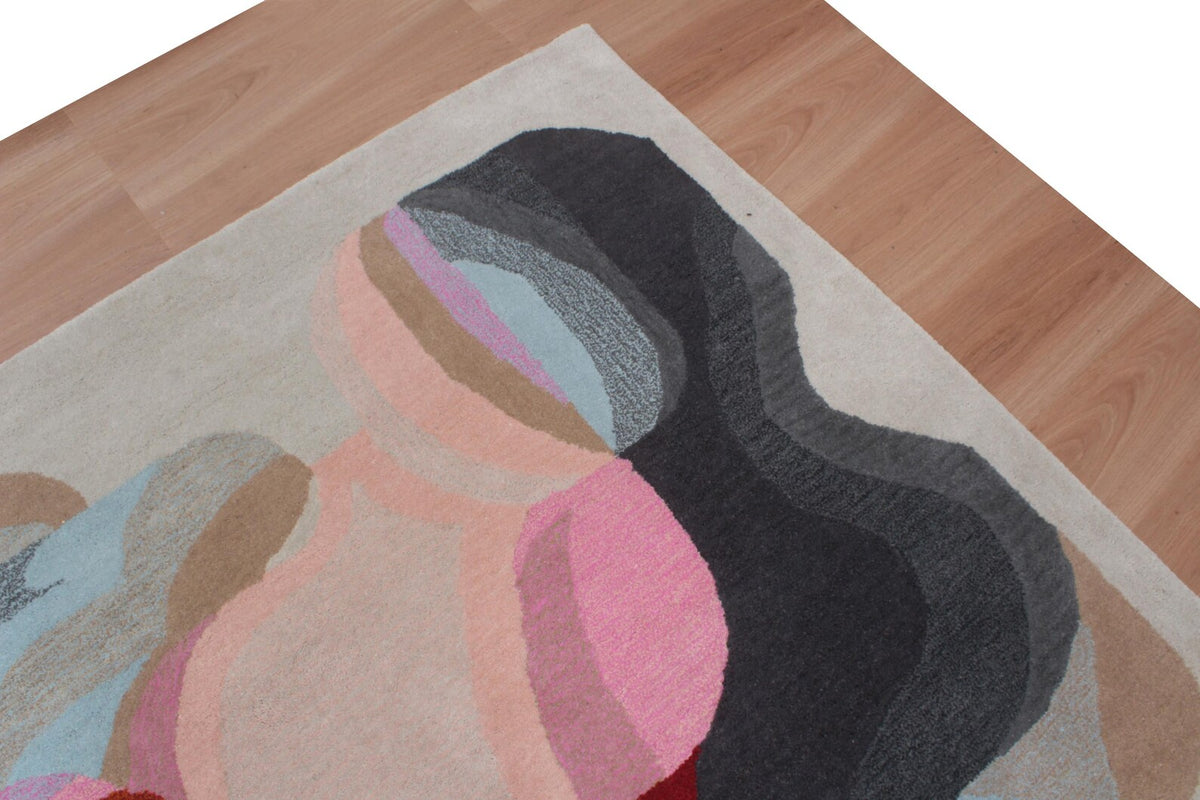 Modern Abstract Wool Area Rug | Hand-Tufted Designer Living Room Carpet | Custom Size High-Traffic Accent Rug