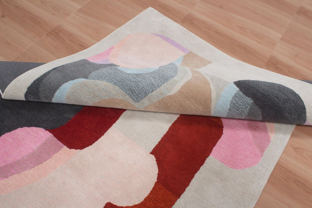 Modern Abstract Wool Area Rug | Hand-Tufted Designer Living Room Carpet | Custom Size High-Traffic Accent Rug