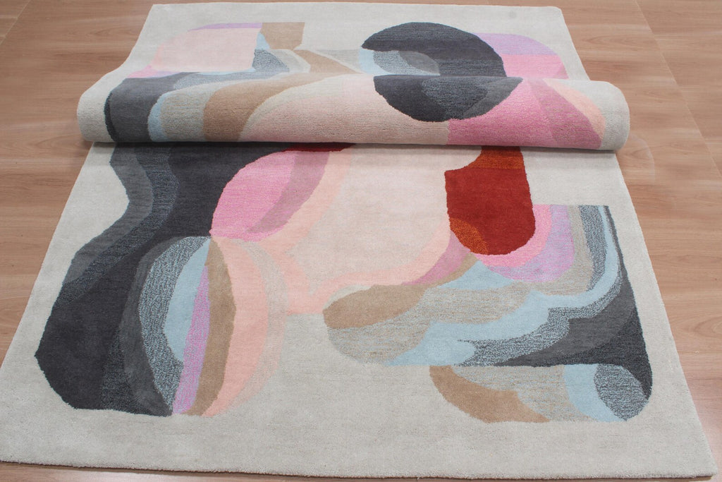 Modern Abstract Wool Area Rug | Hand-Tufted Designer Living Room Carpet | Custom Size High-Traffic Accent Rug