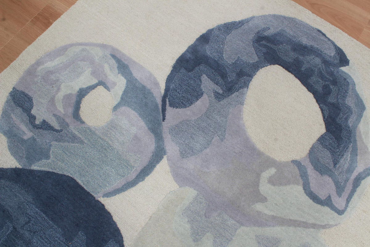 Blue & lavender Wool Hand Tufted Modern Abstract Area Rug – High Traffic Durable Designer Floor Decor, custom size rug