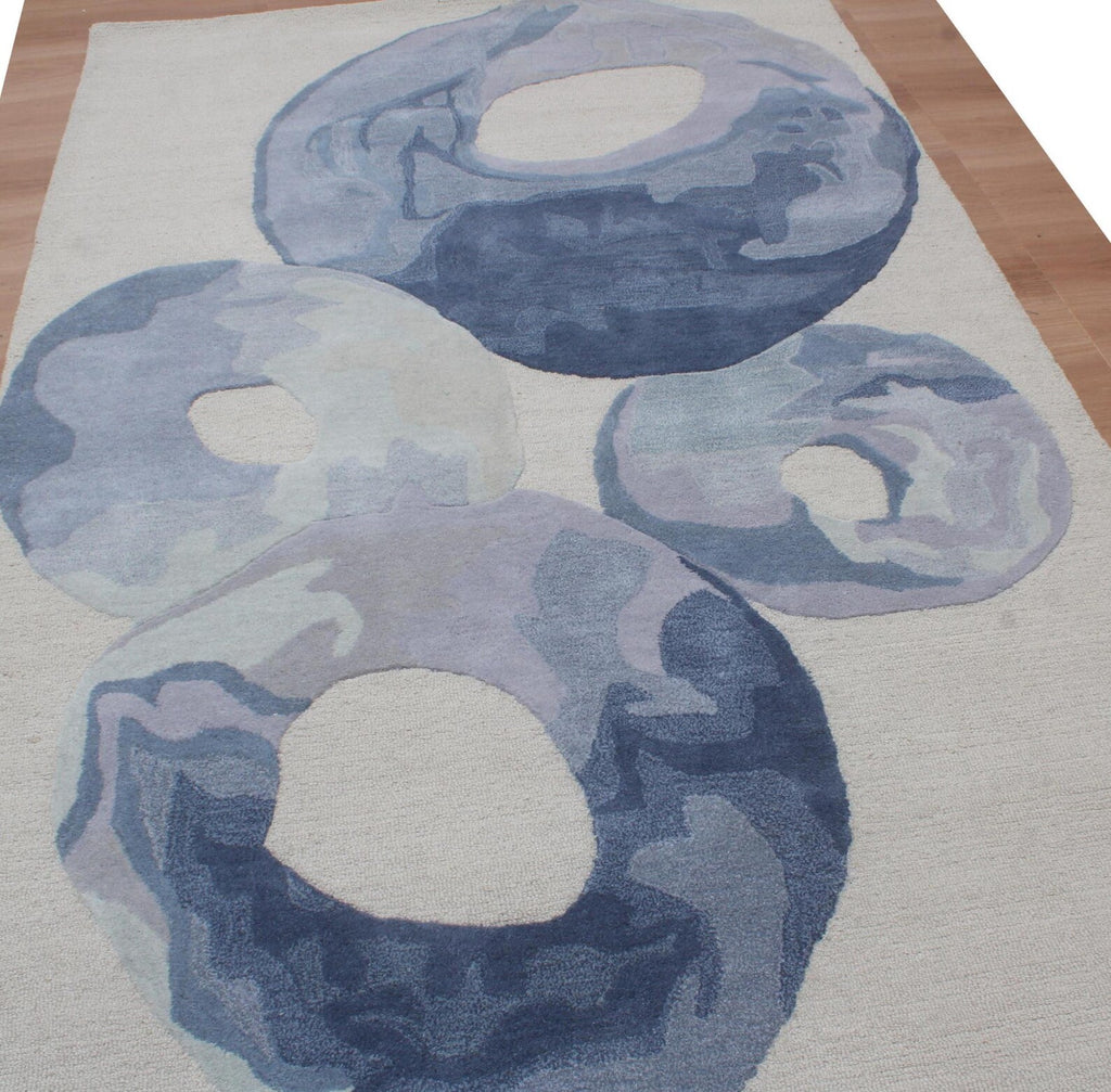 Blue & lavender Wool Hand Tufted Modern Abstract Area Rug – High Traffic Durable Designer Floor Decor, custom size rug