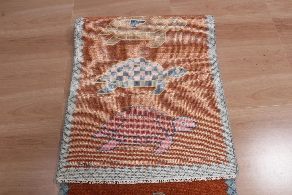 Hand-Knotted Wool Brown Turtle Runner Rug | Custom Size Hallway & Entryway Runner | Artisan Crafted (Copy)