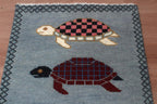 Hand-Knotted Wool Brown Light Blue Runner Rug | Custom Size Hallway & Entryway Runner | Artisan Crafted (Copy) (Copy)