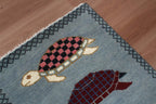 Hand-Knotted Wool Brown Light Blue Runner Rug | Custom Size Hallway & Entryway Runner | Artisan Crafted (Copy) (Copy)