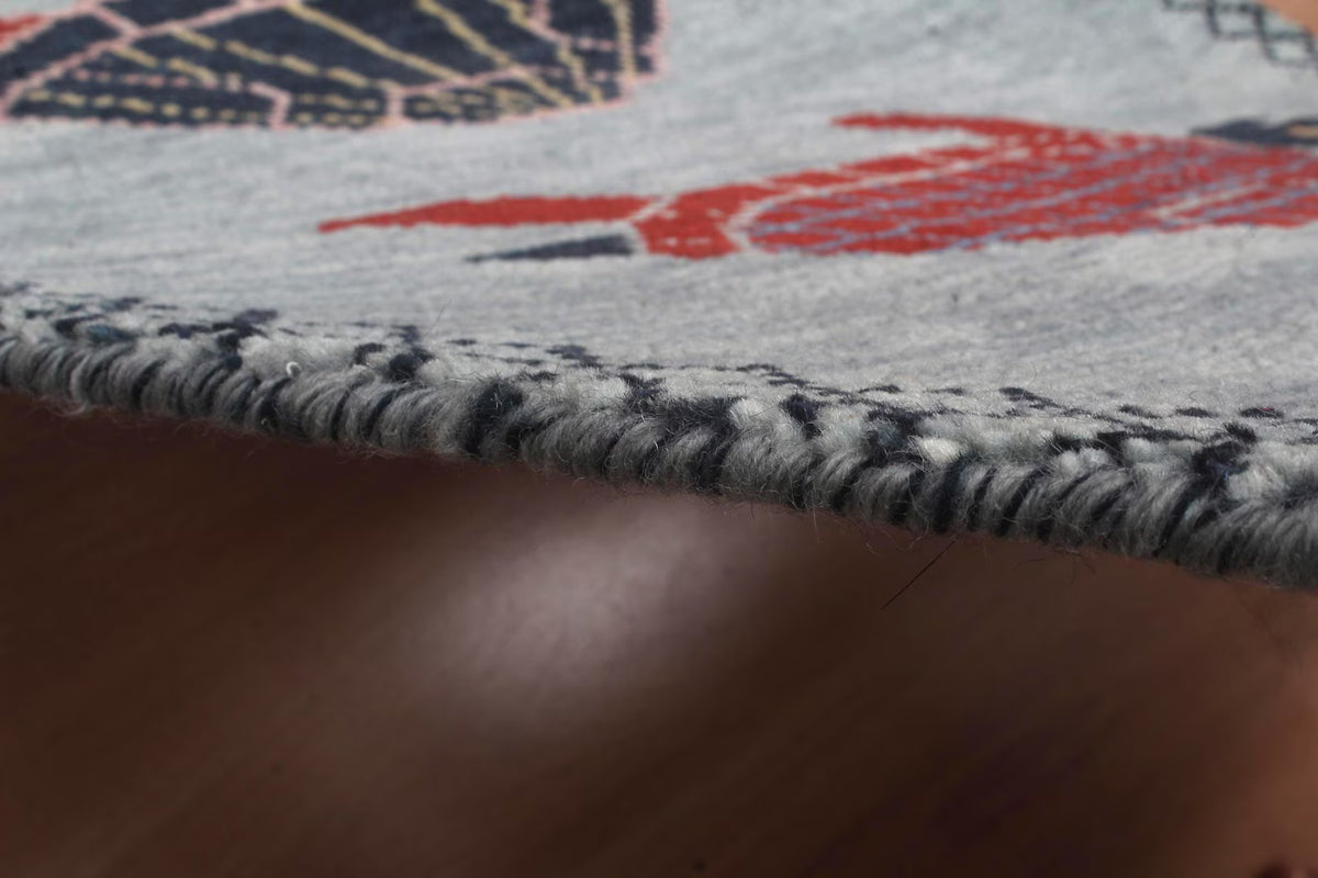 Hand-Knotted Wool Brown Light Blue Runner Rug | Custom Size Hallway & Entryway Runner | Artisan Crafted (Copy) (Copy)
