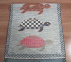 Hand-Knotted Wool Brown Light Blue Runner Rug | Custom Size Hallway & Entryway Runner | Artisan Crafted (Copy) (Copy)