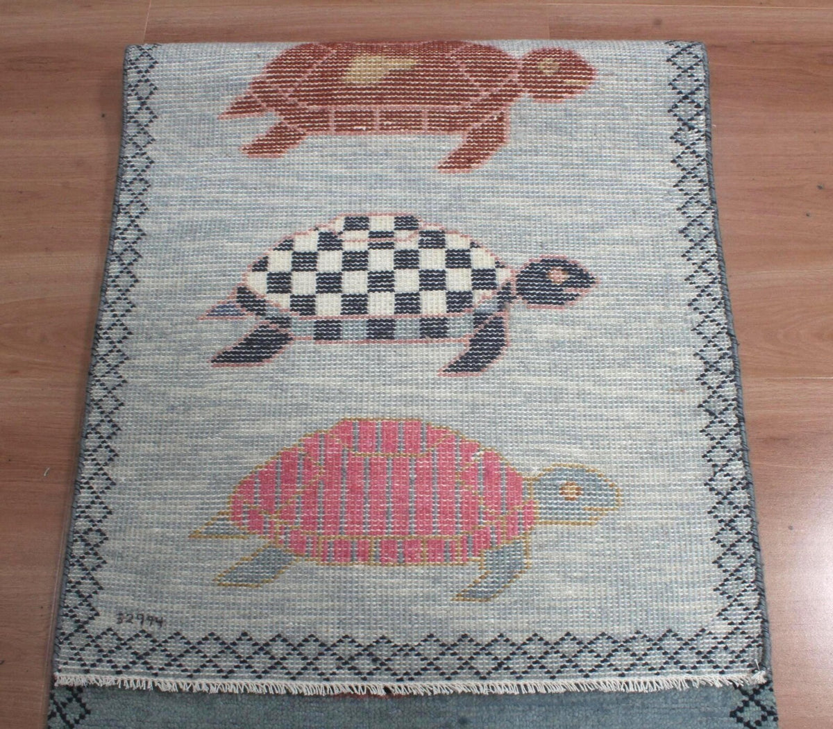 Hand-Knotted Wool Brown Light Blue Runner Rug | Custom Size Hallway & Entryway Runner | Artisan Crafted (Copy) (Copy)