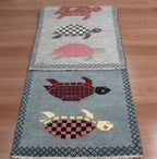 Hand-Knotted Wool Brown Light Blue Runner Rug | Custom Size Hallway & Entryway Runner | Artisan Crafted (Copy) (Copy)