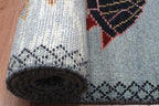 Hand-Knotted Wool Brown Light Blue Runner Rug | Custom Size Hallway & Entryway Runner | Artisan Crafted (Copy) (Copy)