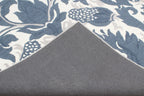 Blue Hand Tufted Wool Area Rug – Modern Botanical Floral Design in Indigo Blue and Ivory, Custom Size High Traffic Living Room Rug