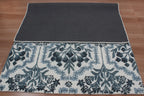 Hand-Tufted Botanical Floral Wool Area Rug | Custom Size High-Traffic Floor Covering, Blue white floral carpet