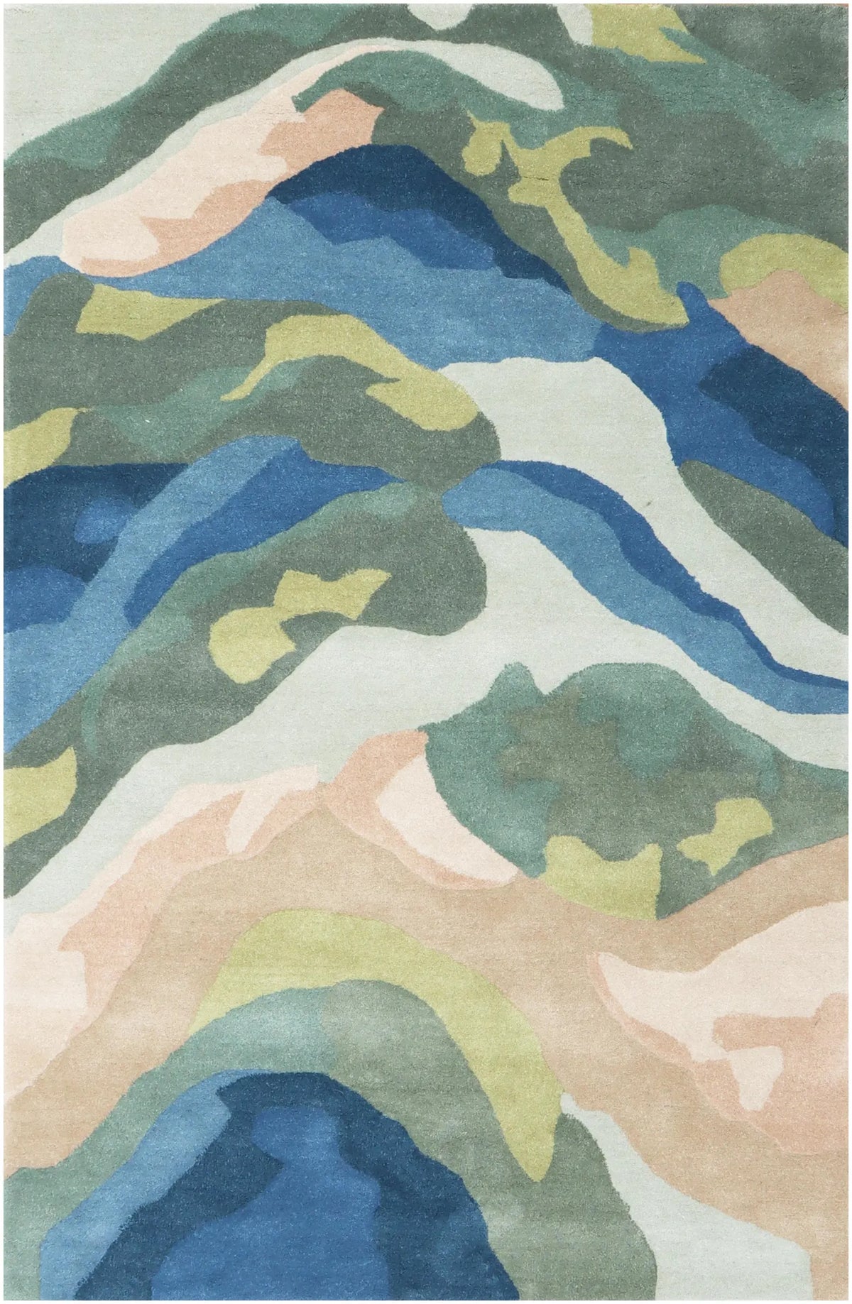 landscape Inspired Modern Abstract Wool Area Rug | Hand-Tufted High-Traffic Floor Covering | Custom Size carpet