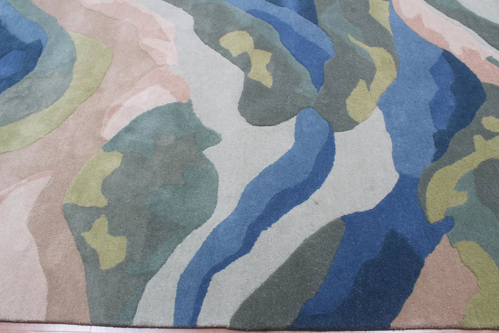 landscape Inspired Modern Abstract Wool Area Rug | Hand-Tufted High-Traffic Floor Covering | Custom Size carpet