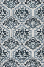 Hand-Tufted Botanical Floral Wool Area Rug | Custom Size High-Traffic Floor Covering, Blue white floral carpet