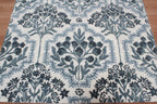 Hand-Tufted Botanical Floral Wool Area Rug | Custom Size High-Traffic Floor Covering, Blue white floral carpet