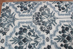 Hand-Tufted Botanical Floral Wool Area Rug | Custom Size High-Traffic Floor Covering, Blue white floral carpet