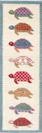 Hand-Knotted Wool Turtle Runner Rug | Custom Size Hallway & Entryway Runner | Artisan Crafted