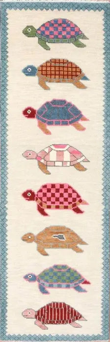 Hand-Knotted Wool Turtle Runner Rug | Custom Size Hallway & Entryway Runner | Artisan Crafted