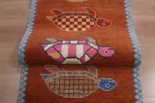 Hand-Knotted Wool Brown Turtle Runner Rug | Custom Size Hallway & Entryway Runner | Artisan Crafted (Copy)