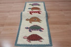 Hand-Knotted Wool Turtle Runner Rug | Custom Size Hallway & Entryway Runner | Artisan Crafted