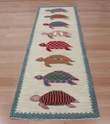 Hand-Knotted Wool Turtle Runner Rug | Custom Size Hallway & Entryway Runner | Artisan Crafted