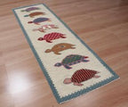 Hand-Knotted Wool Turtle Runner Rug | Custom Size Hallway & Entryway Runner | Artisan Crafted