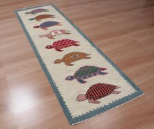 Hand-Knotted Wool Turtle Runner Rug | Custom Size Hallway & Entryway Runner | Artisan Crafted