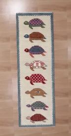 Hand-Knotted Wool Turtle Runner Rug | Custom Size Hallway & Entryway Runner | Artisan Crafted