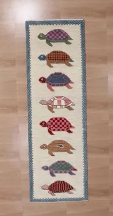 Hand-Knotted Wool Turtle Runner Rug | Custom Size Hallway & Entryway Runner | Artisan Crafted