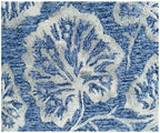 5X8 Hand Tufted Denim Blue Wool Rug, Floral Damask Design