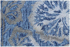 5X8 Hand Tufted Denim Blue Wool Rug, Floral Damask Design