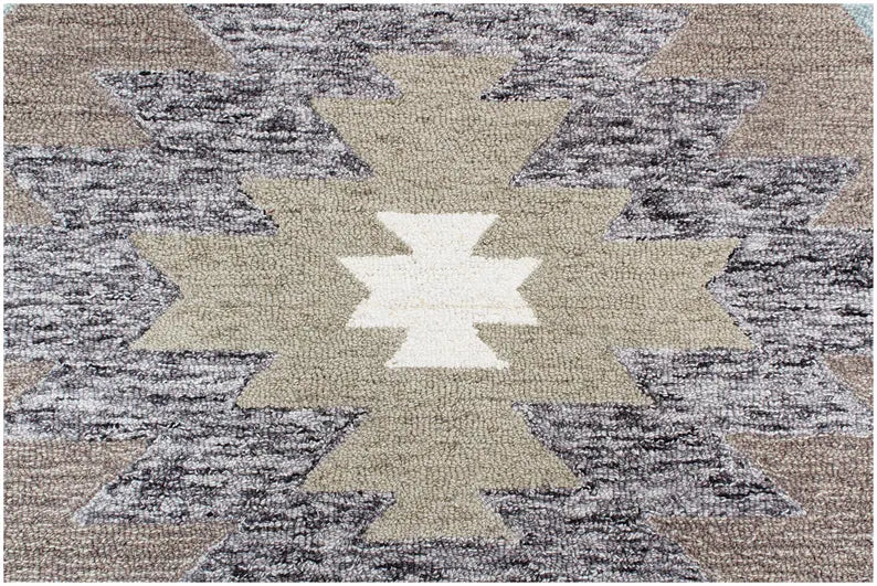 Hand Tufted 5X8  8X10  Brown Rust wool Geometric handmade rug for living room, bedroom and dining room