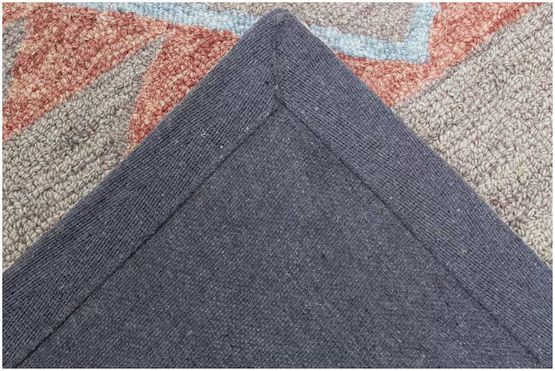 Hand Tufted 5X8  8X10  Brown Rust wool Geometric handmade rug for living room, bedroom and dining room