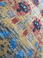 6x9 Hand-Knotted Wool Ikat Rug – Modern Oushak Style Medallion Area Rug