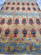 6x9 Hand-Knotted Wool Ikat Rug – Modern Oushak Style Medallion Area Rug