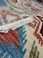 5X8 Vintage-Inspired Hand-Knotted Wool Ikat Rug | Earthy Terracotta & Mustard