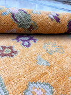 Gold & Amber Handmade Oushak Rug -Transitional Turkish Design