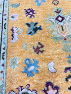 Gold & Amber Handmade Oushak Rug -Transitional Turkish Design