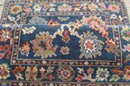 Hand-Knotted Oushak Wool Rug - Authentic Turkish Style Area Rug in Navy Blue