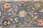 Hand Knotted Wool Oushak Rug, Slate Blue Sage Green Turkish Area Rug