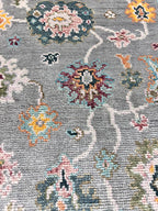 Hand Knotted Oushak Rug Grey Turkish Wool Area Rug